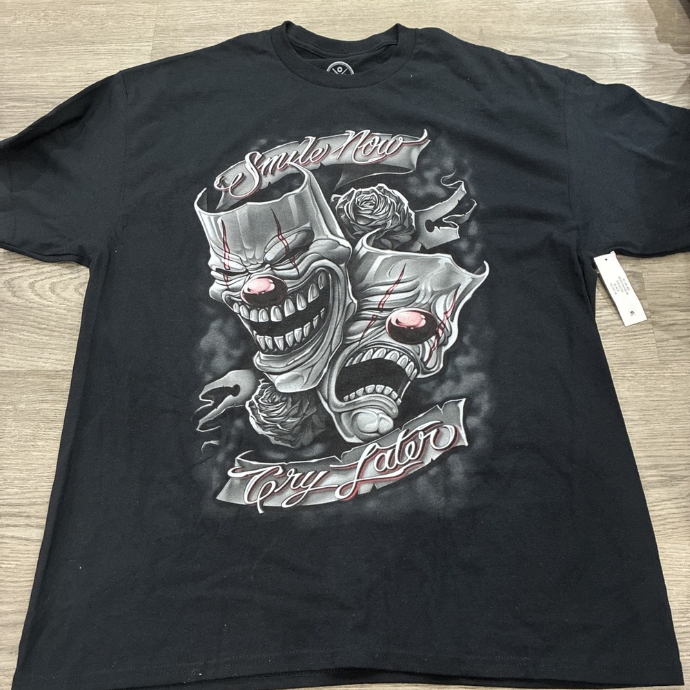 DOM Smile Now Cry Later Men's Size XL, Black T-shirt | SMILECRY